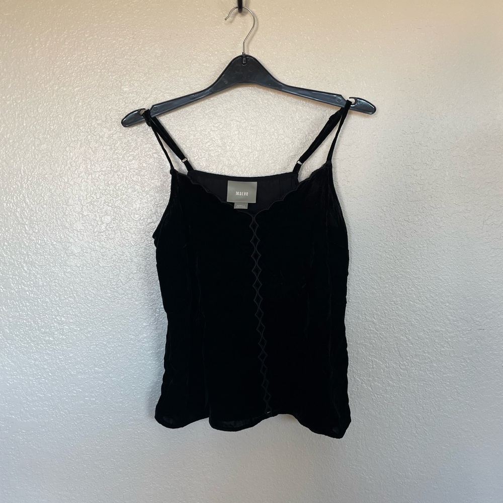 ANTHROPOLOGIE MAEVE Black Velvet Women's Top